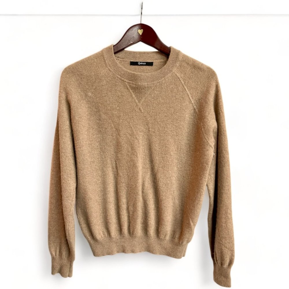 Quince Women's Mongolian Shrunken Cashmere Sweatshirt Burgundy Oatmeal Large